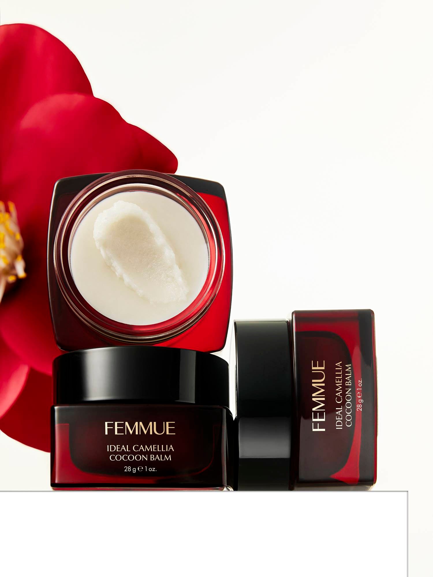 Wraps dry areas in intense moisture, powered by the nurturing touch of Camellia. - Femmue USA